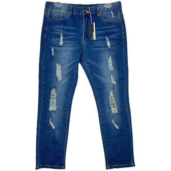 Denim Ellison Womens Jeans Medium Distressed Tapered‎ Stretch New NWT - Picture 1 of 6